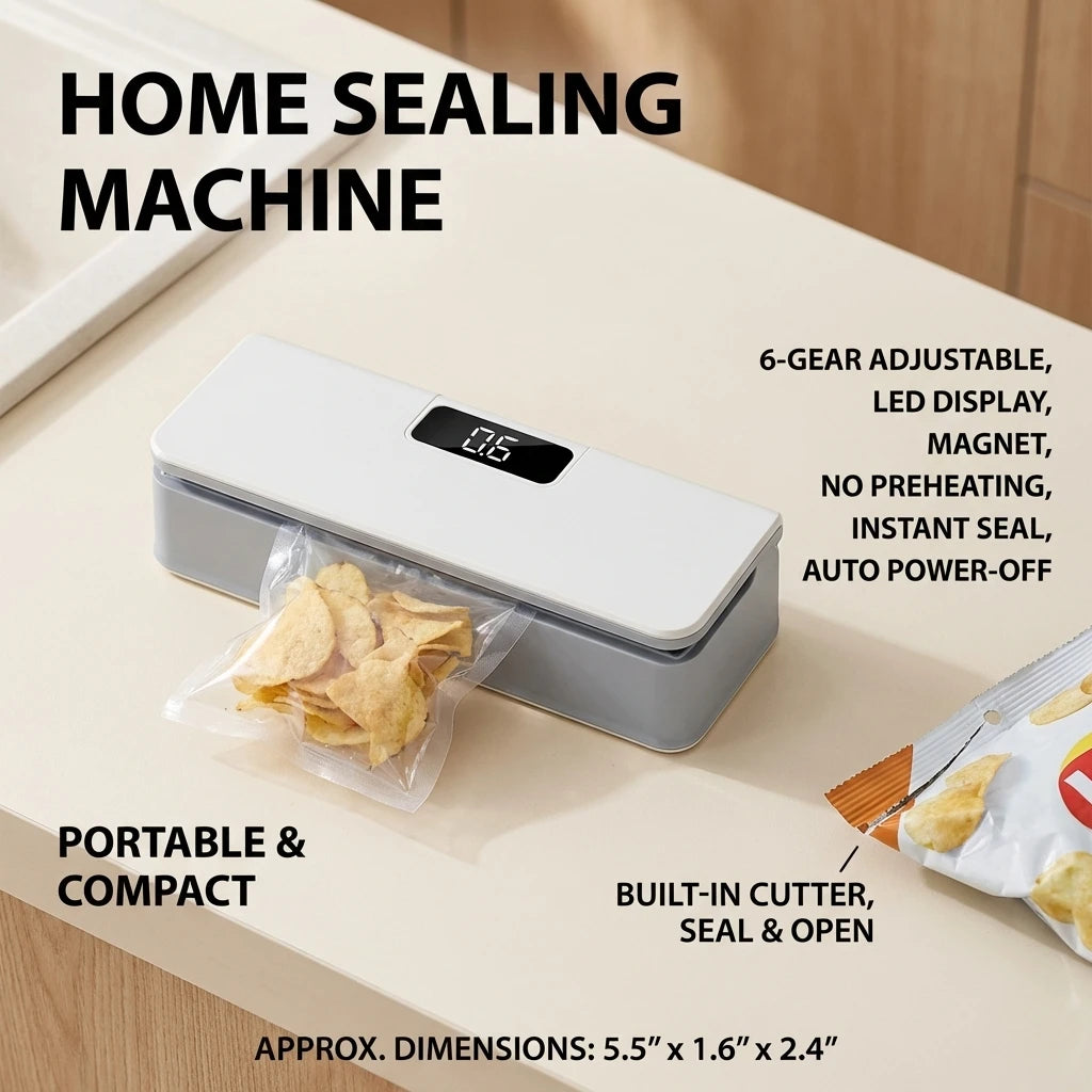 Mini Plastic Bag Sealer Heat Bag Sealing Machine Handheld Rechargeable Food Packaging Thermal Sealer for Kitchen Use