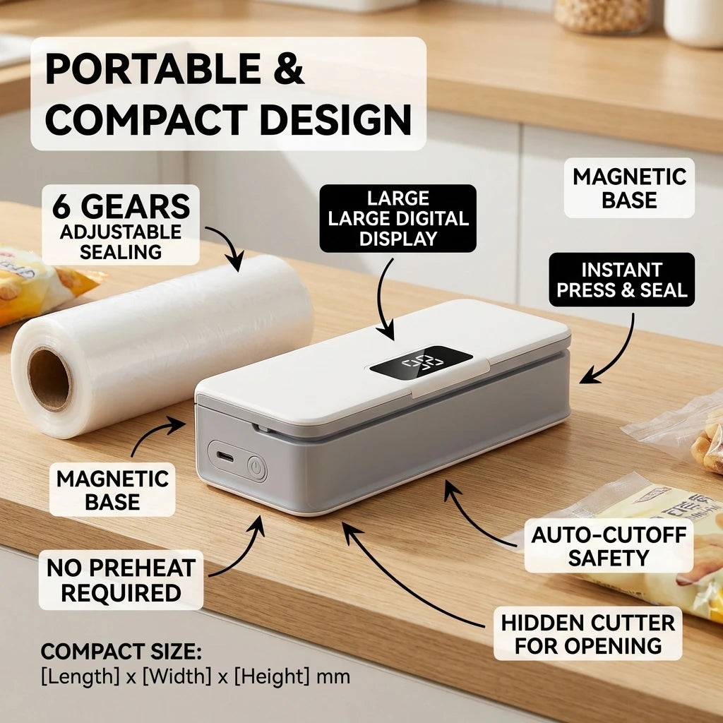 Mini Plastic Bag Sealer Heat Bag Sealing Machine Handheld Rechargeable Food Packaging Thermal Sealer for Kitchen Use