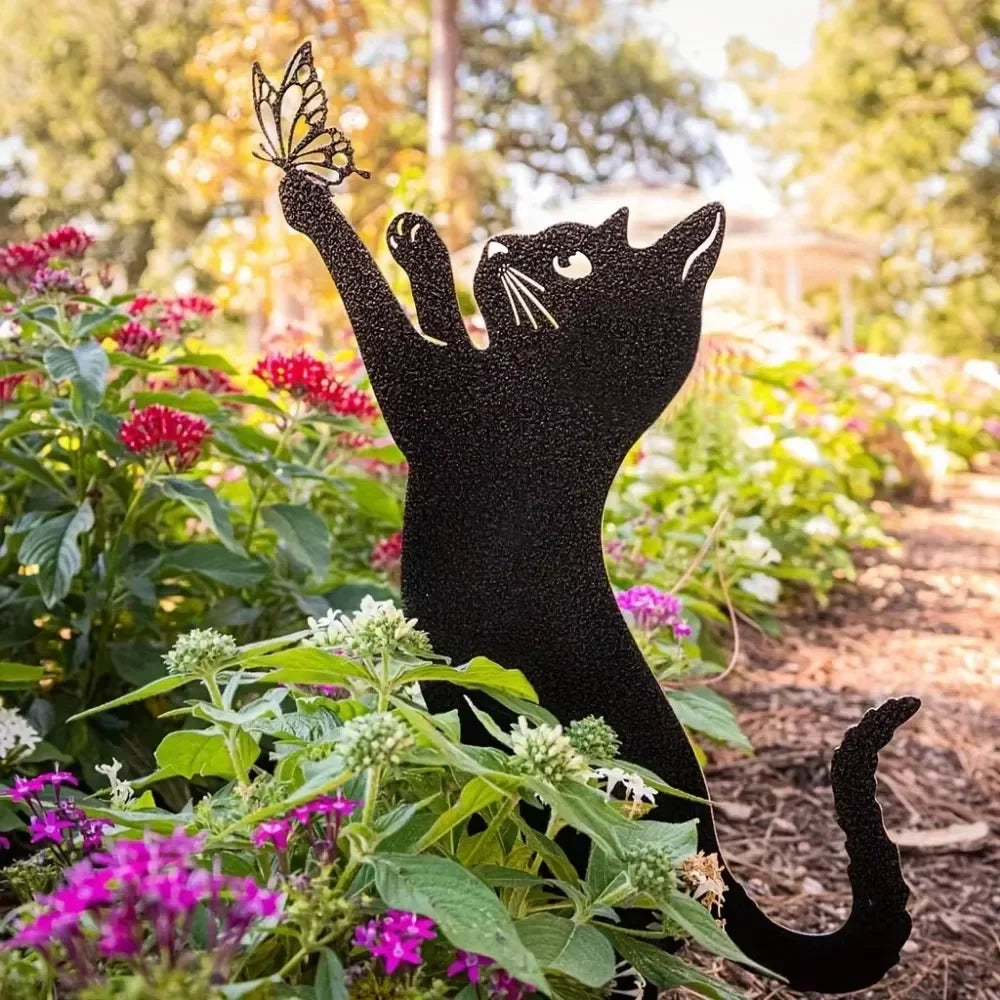 Charming Cat Family Garden Stakes