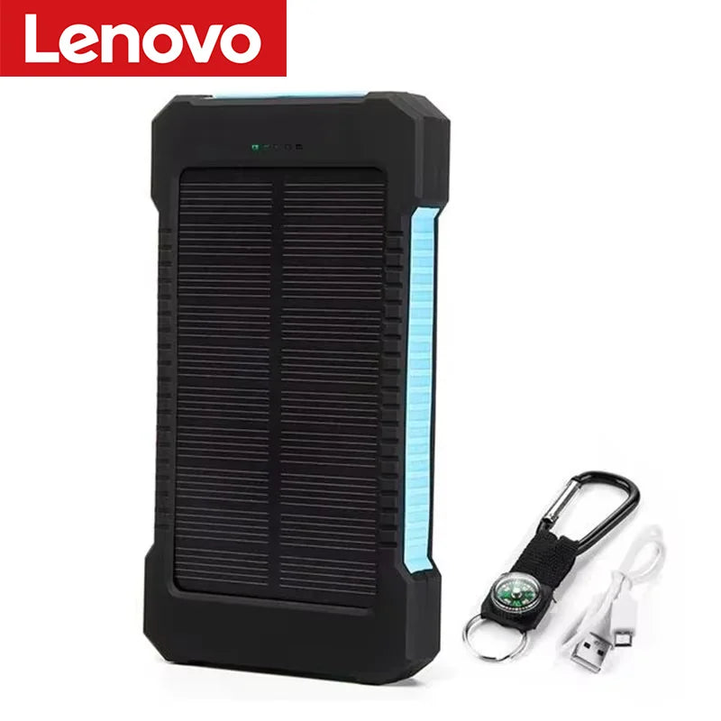 Lenovo 500000mAh Solar Power Bank Large Capacity Super Fast Charging Outdoor Portable External Battery for iPhone Huawei Samsung