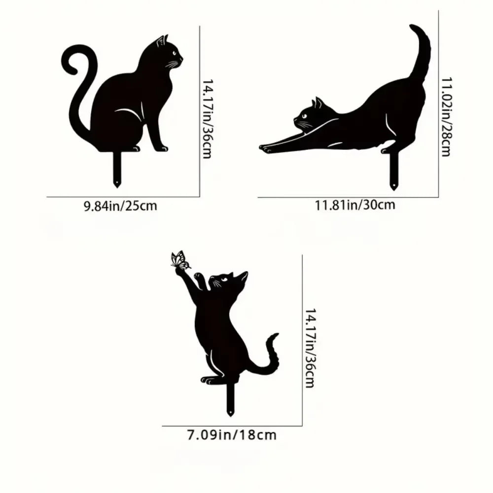 Charming Cat Family Garden Stakes