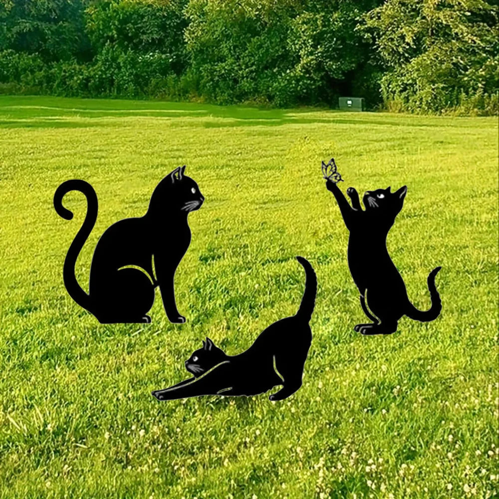 Charming Cat Family Garden Stakes